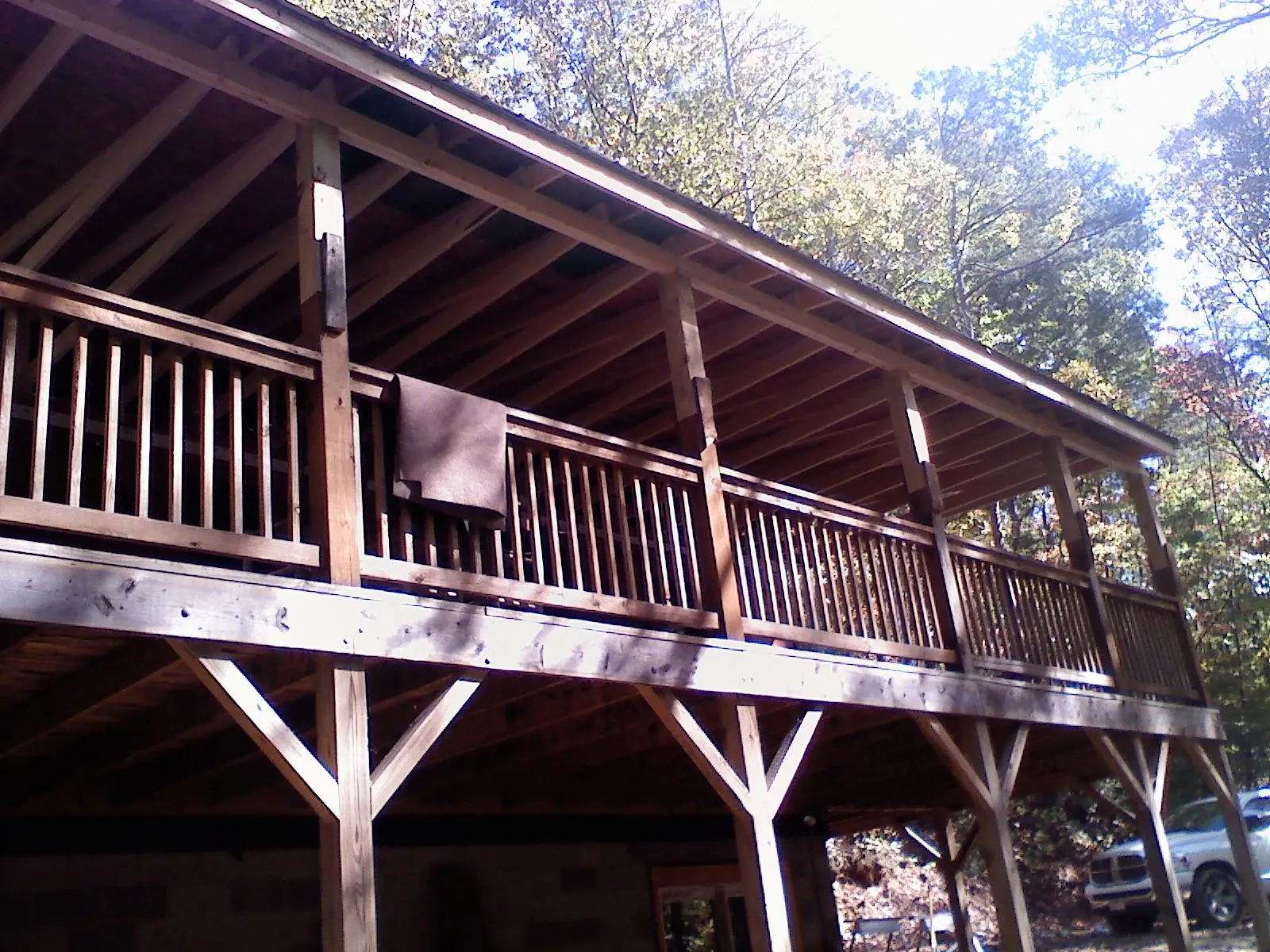 Timber framing under a new elevated porch and deck — Roof Leak Repair in Fox River Grove by Roofing Brothers